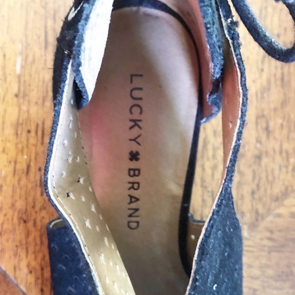 Lucky open toe perforated suede ankle booties - Picture 5 of 6